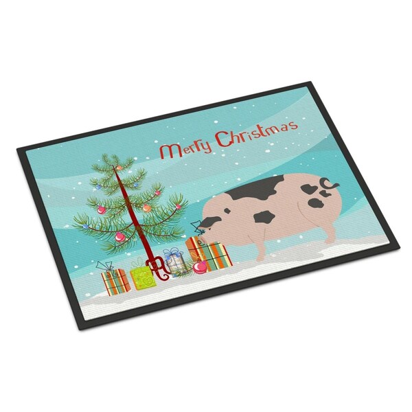 Carolines Treasures Gloucester Old Spot Pig Christmas Indoor or Outdoor Mat, 24 x 36 in. BB9307JMAT - main